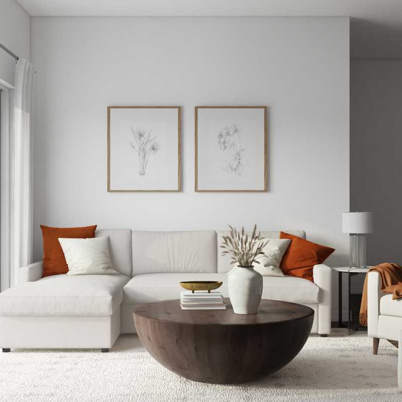 Contemporary, Modern, Bohemian, Farmhouse, Vintage, Minimal Living Room Design by Havenly Interior Designer Laura