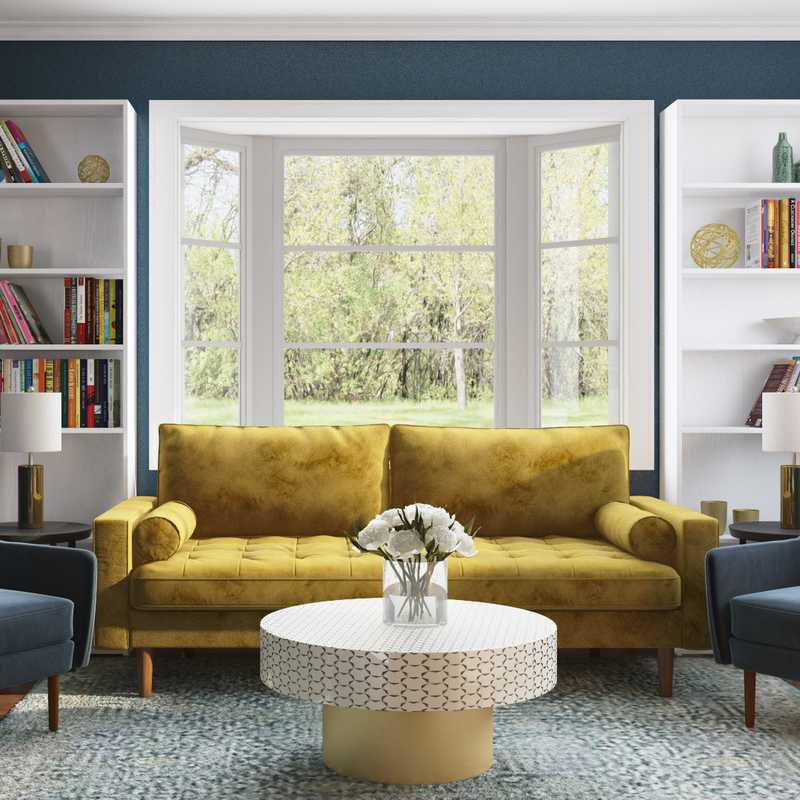 Glam, Midcentury Modern Living Room Design by Havenly Interior Designer Amanda