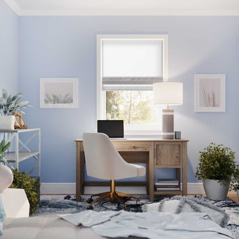 Bohemian, Coastal Office Design by Havenly Interior Designer Mahfam