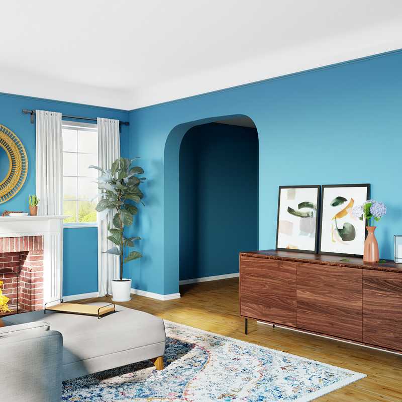 Bohemian, Farmhouse Living Room Design by Havenly Interior Designer Athena