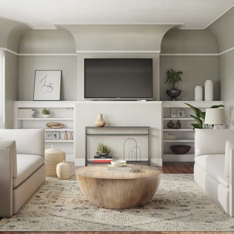 Coastal, Midcentury Modern, Minimal Living Room Design by Havenly Interior Designer Paige