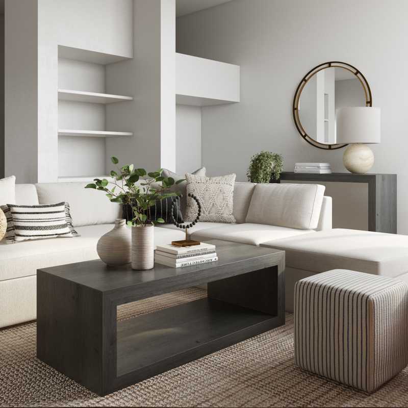 Coastal, Farmhouse Living Room Design by Havenly Interior Designer Maria
