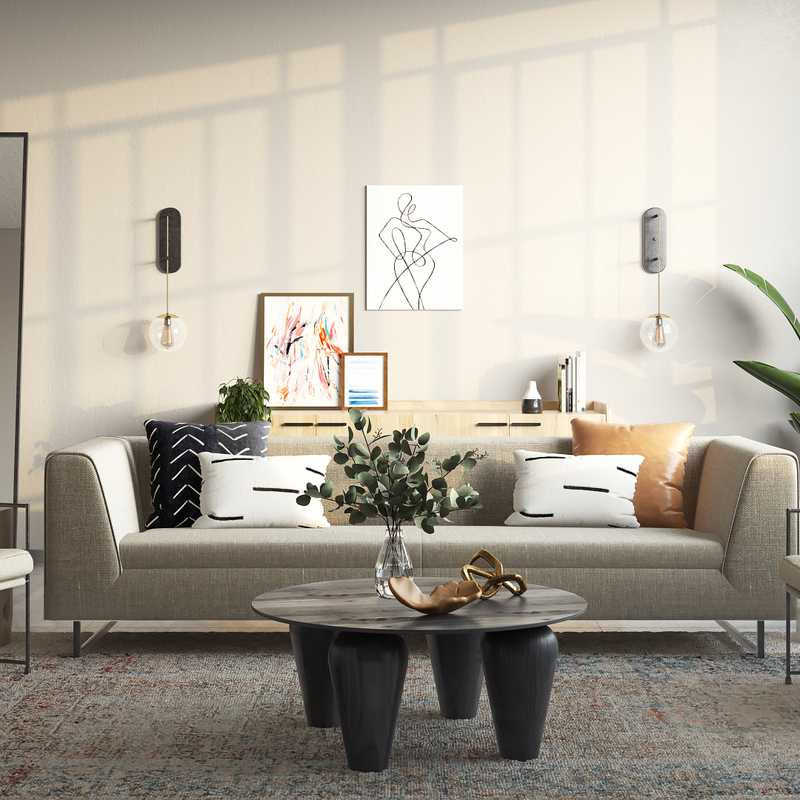 Modern, Industrial, Minimal Living Room Design by Havenly Interior Designer Astrid