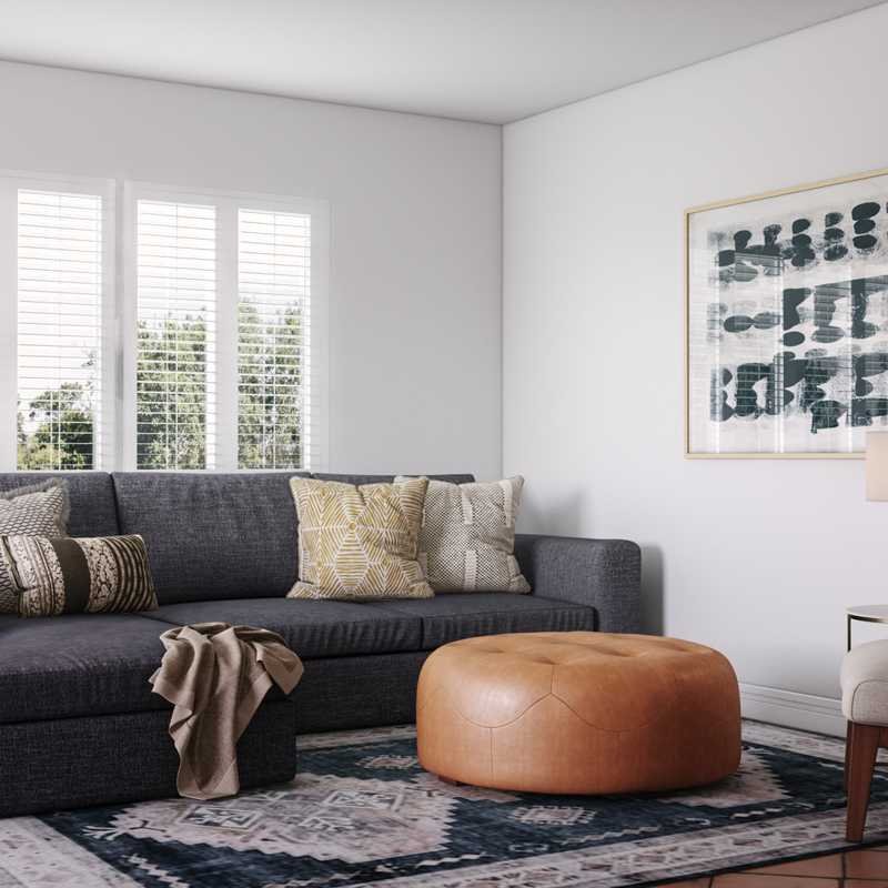 Bohemian, Global, Midcentury Modern Living Room Design by Havenly Interior Designer Jennifer