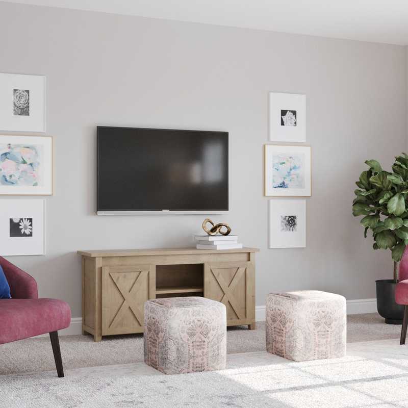 Glam, Transitional, Preppy Living Room Design by Havenly Interior Designer Lisa