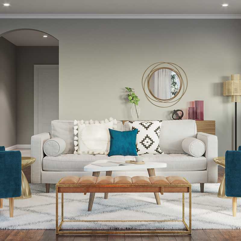 Bohemian, Scandinavian Living Room Design by Havenly Interior Designer Abi