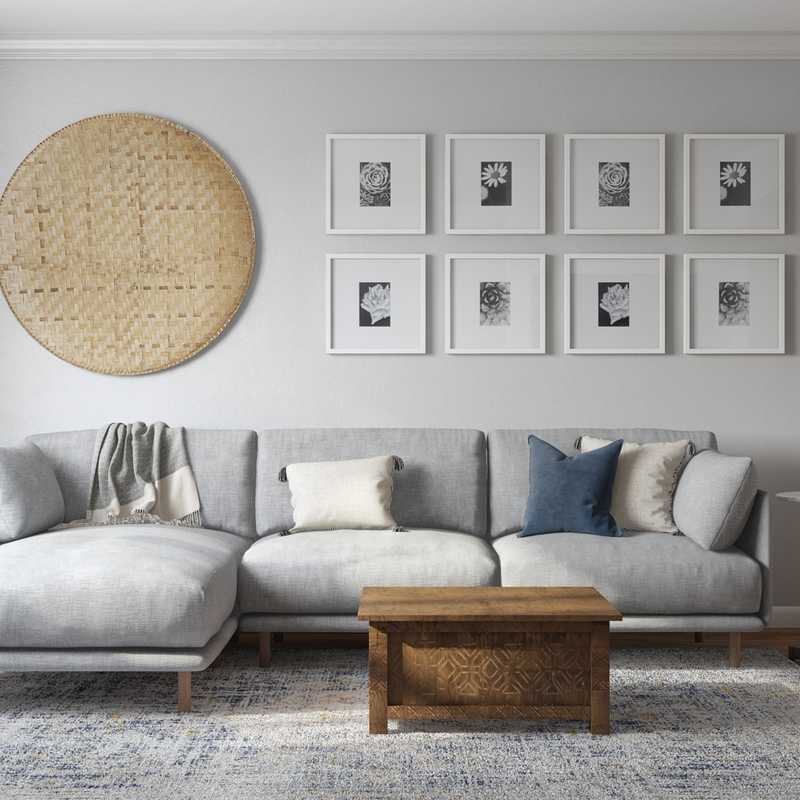 Bohemian, Farmhouse Living Room Design by Havenly Interior Designer Sarah
