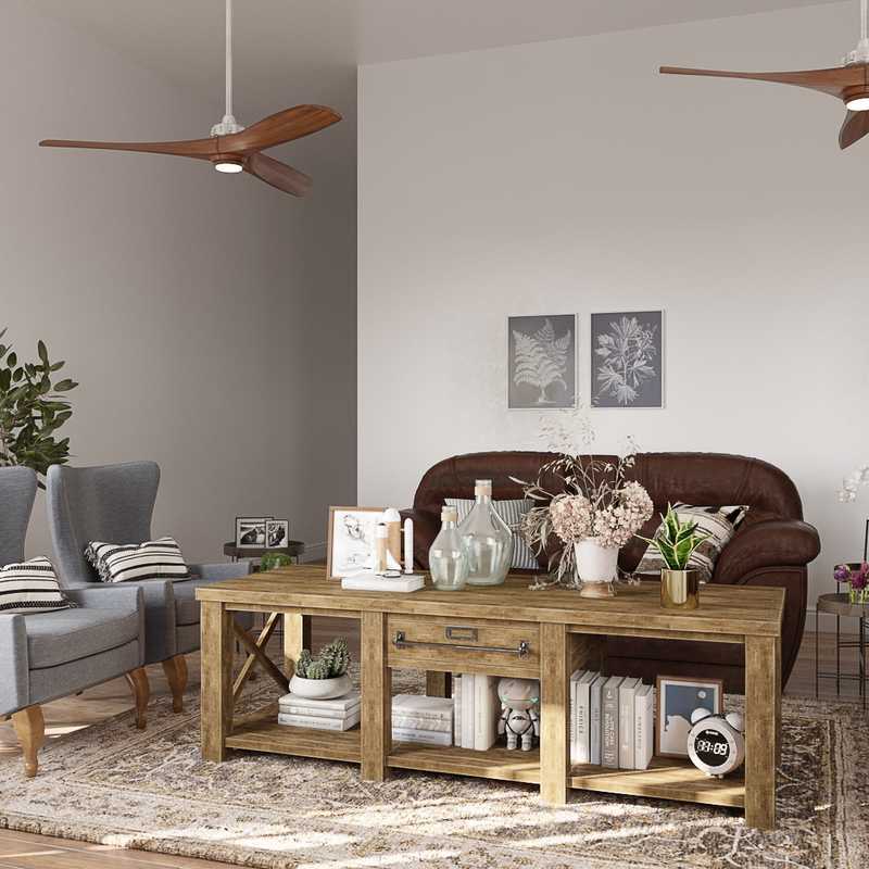 Farmhouse, Rustic, Transitional Living Room Design by Havenly Interior Designer Carla