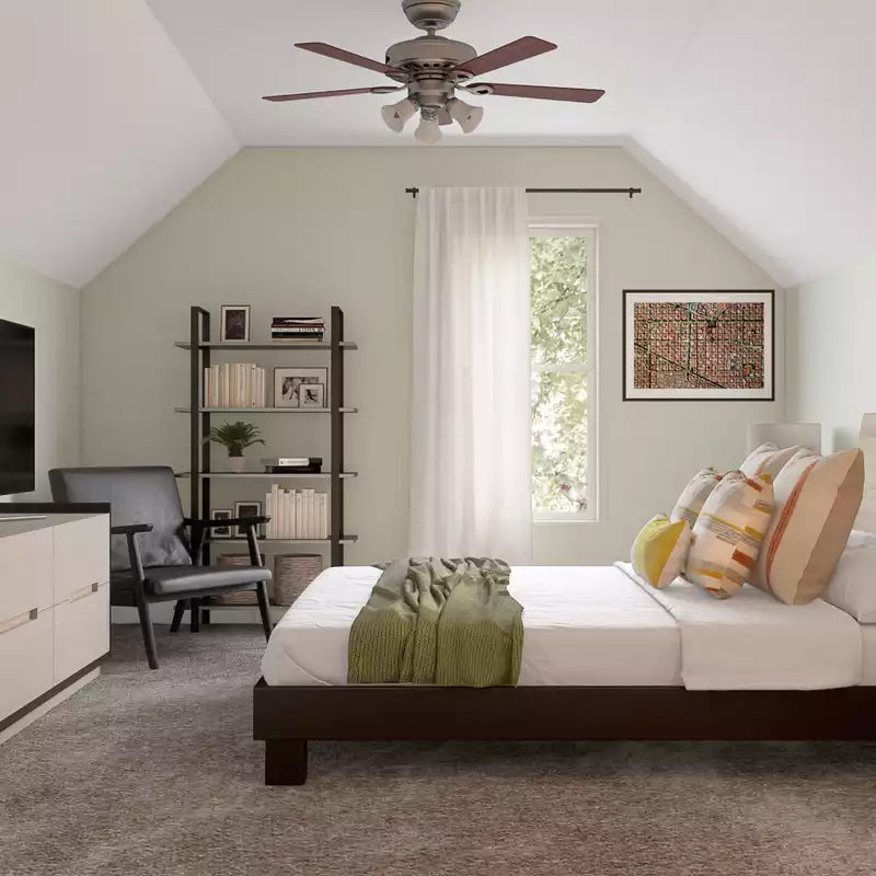 Bohemian, Midcentury Modern, Scandinavian Bedroom Design by Havenly Interior Designer Carla