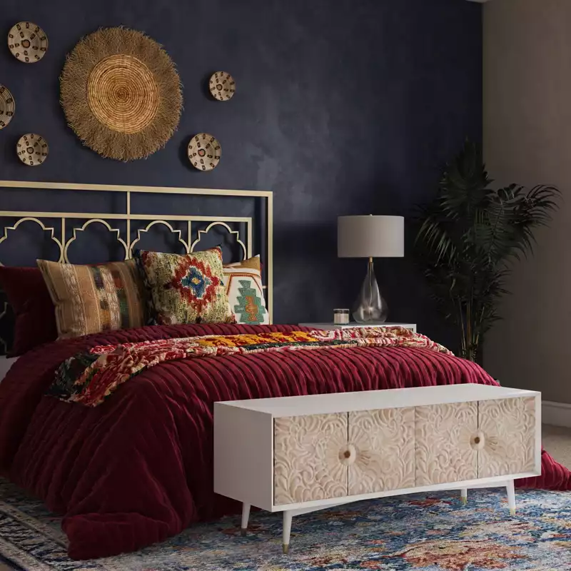 Eclectic, Bohemian, Glam, Global Bedroom Design by Havenly Interior Designer Julia