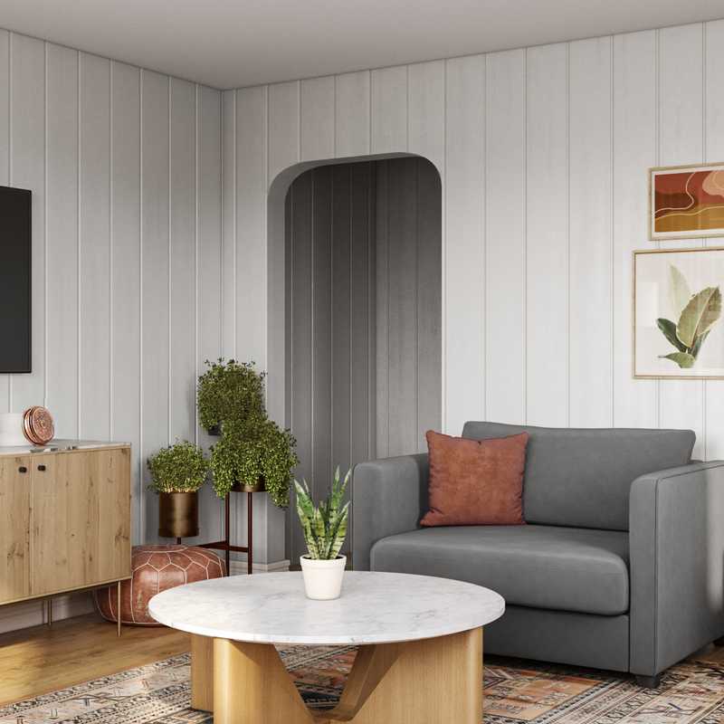 Modern, Bohemian, Midcentury Modern Living Room Design by Havenly Interior Designer Julia