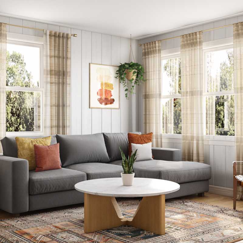 Modern, Bohemian, Midcentury Modern Living Room Design by Havenly Interior Designer Julia