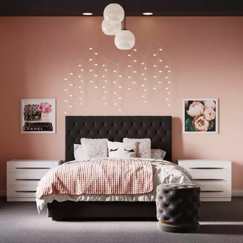 Classic, Bohemian, Glam, Preppy Bedroom Design by Havenly Interior Designer Christina