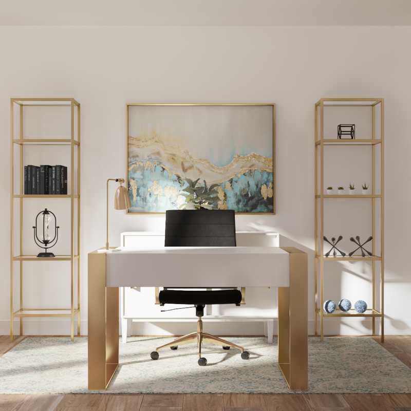Contemporary, Coastal, Glam Office Design by Havenly Interior Designer Sarah