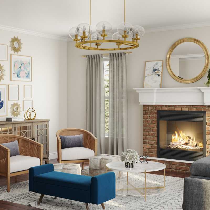 Glam, Transitional Living Room Design by Havenly Interior Designer Jennifer