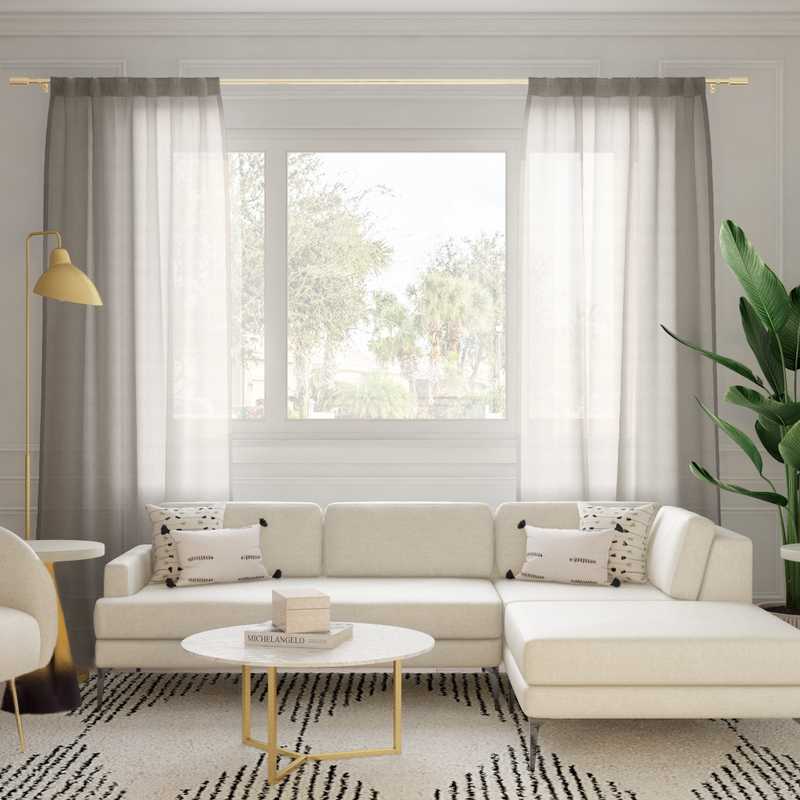 Glam, Midcentury Modern Living Room Design by Havenly Interior Designer Carolyn