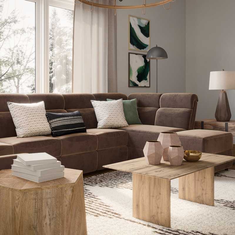 Modern, Rustic Living Room Design by Havenly Interior Designer Emmanuel