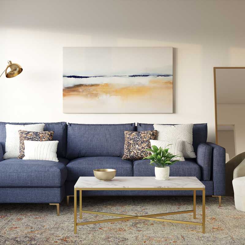 Glam, Preppy Living Room Design by Havenly Interior Designer Sofia