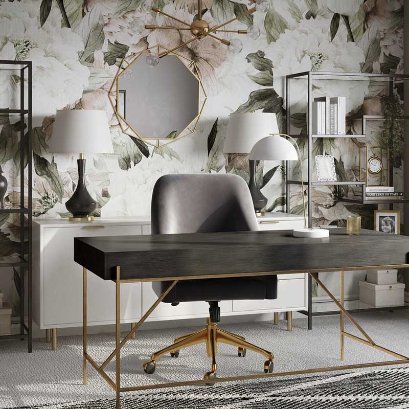 Modern, Glam Office Design by Havenly Interior Designer Carla