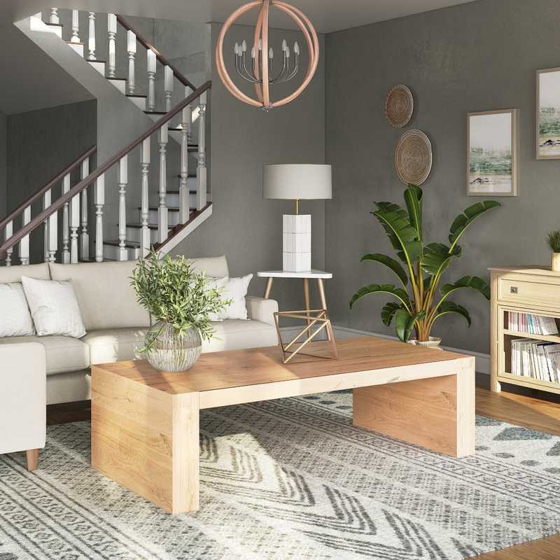 Coastal, Rustic Living Room Design by Havenly Interior Designer Alison