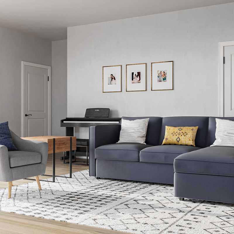Transitional, Midcentury Modern Living Room Design by Havenly Interior Designer Francesca
