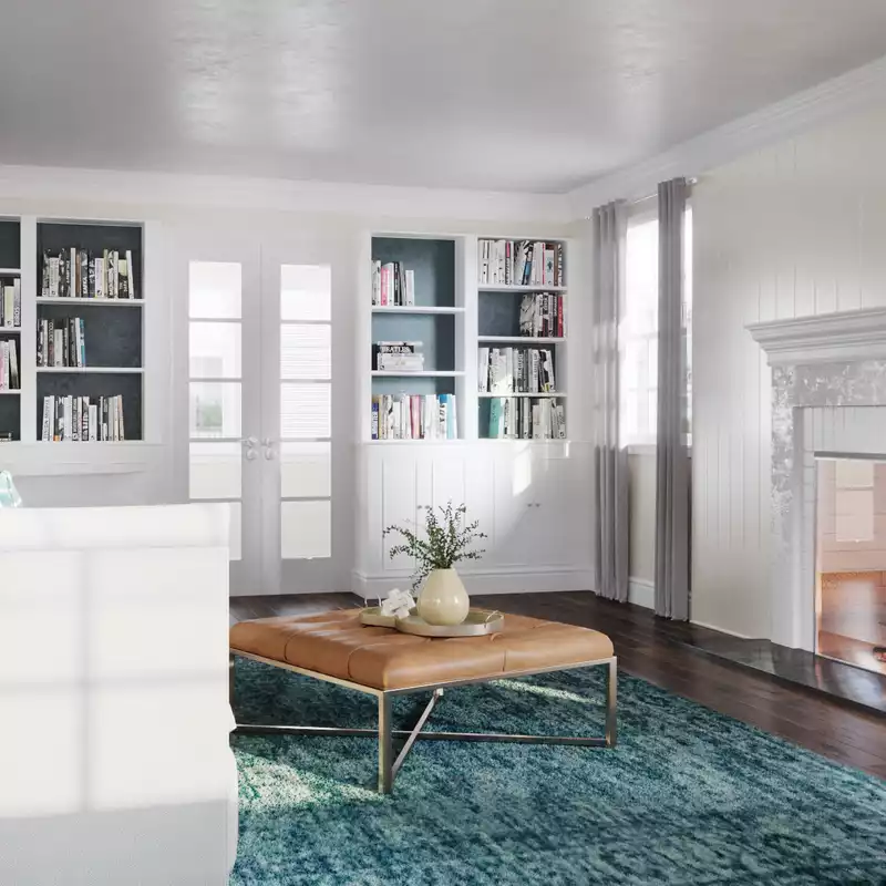 Modern, Industrial, Transitional, Midcentury Modern Living Room Design by Havenly Interior Designer Crystal