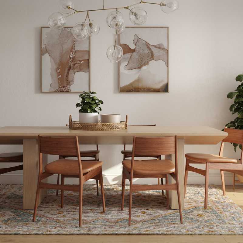 Bohemian, Midcentury Modern Dining Room Design by Havenly Interior Designer Cathryn