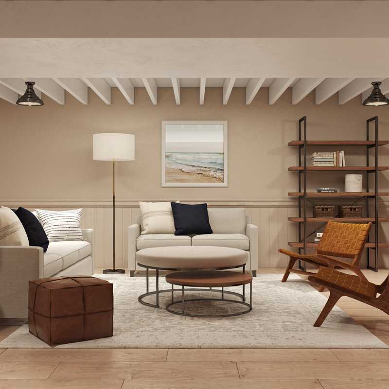 Farmhouse, Midcentury Modern Living Room Design by Havenly Interior Designer Priscila