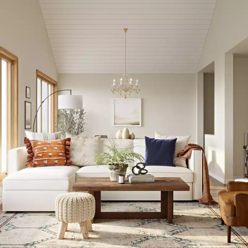 Contemporary, Modern, Bohemian, Rustic, Transitional, Midcentury Modern, Scandinavian Living Room Design by Havenly Interior Designer Lisa