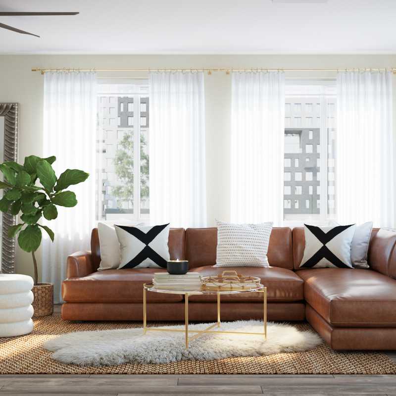 Modern, Classic, Eclectic, Bohemian, Transitional Living Room Design by Havenly Interior Designer Elle