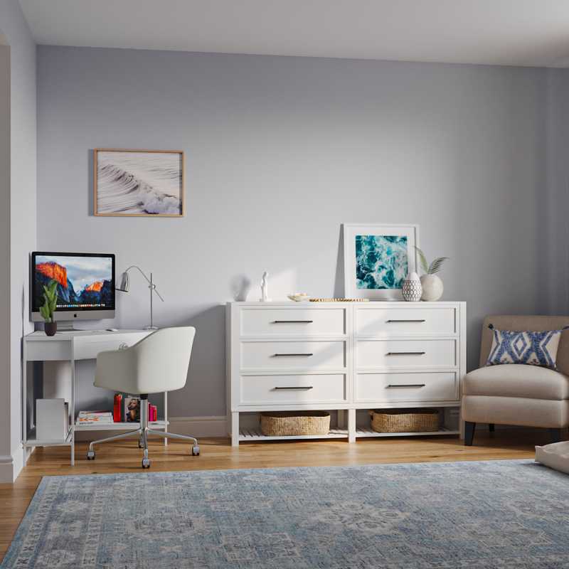 Bohemian, Coastal Bedroom Design by Havenly Interior Designer Christina