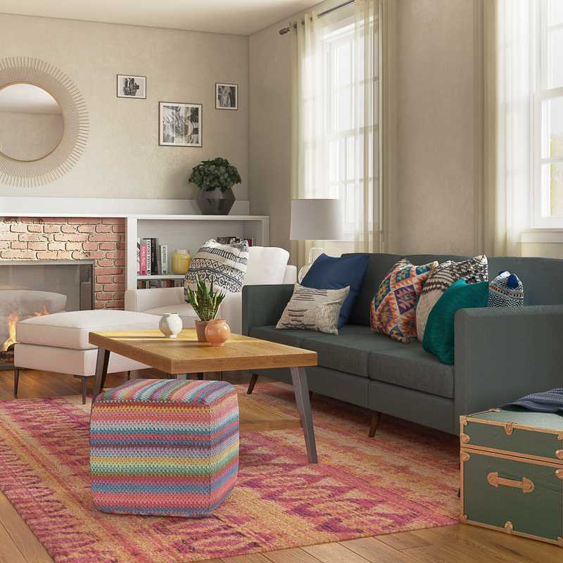 Bohemian, Vintage, Global Living Room Design by Havenly Interior Designer Lena