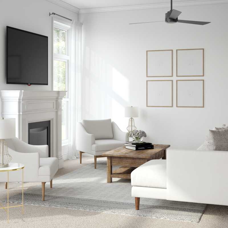 Contemporary, Bohemian, Farmhouse, Midcentury Modern Living Room Design by Havenly Interior Designer Courtney