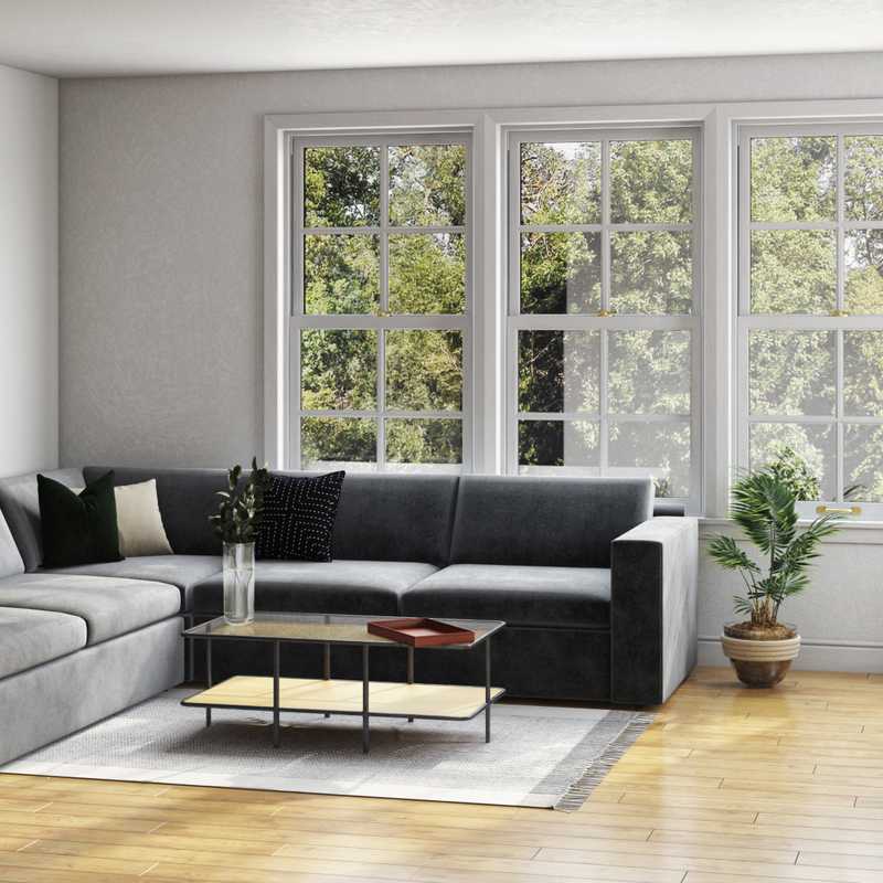 Bohemian, Midcentury Modern Living Room Design by Havenly Interior Designer Kaylee