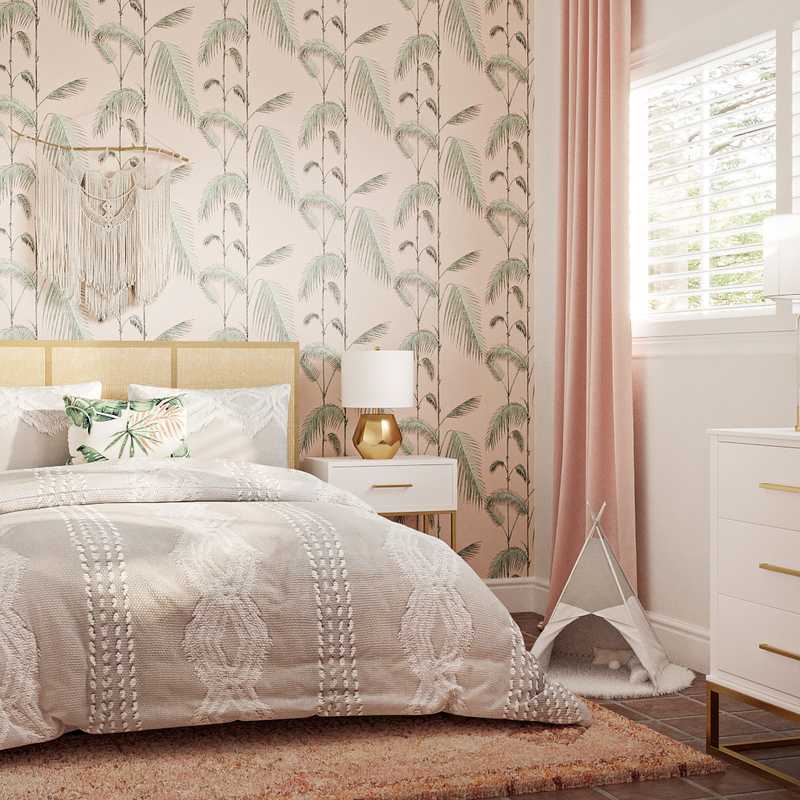 Bohemian, Glam, Preppy Bedroom Design by Havenly Interior Designer Nayely