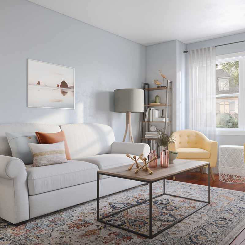 Eclectic, Coastal, Farmhouse Living Room Design by Havenly Interior Designer Ashley