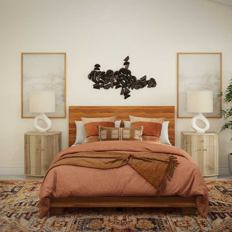 Bohemian, Global, Midcentury Modern Bedroom Design by Havenly Interior Designer Freddi