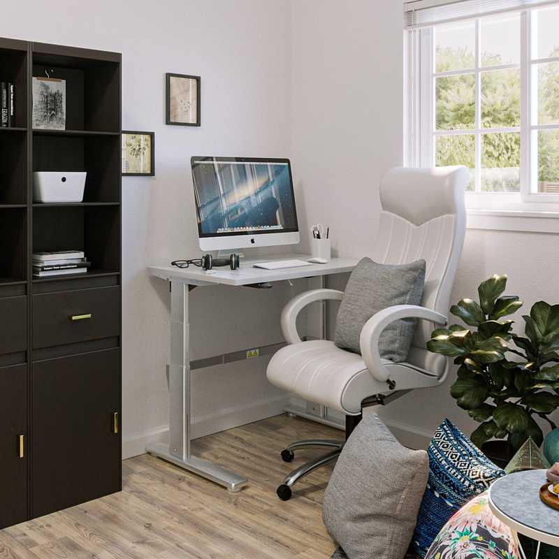 Bohemian, Midcentury Modern Office Design by Havenly Interior Designer Lena