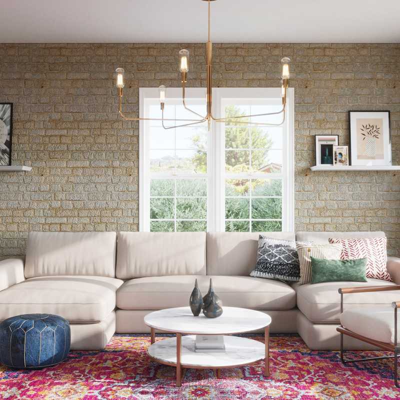 Eclectic, Bohemian, Global, Midcentury Modern Living Room Design by Havenly Interior Designer Marina