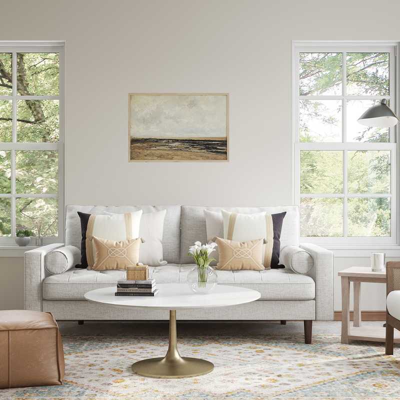 Contemporary, Modern, Bohemian, Midcentury Modern Living Room Design by Havenly Interior Designer Corey