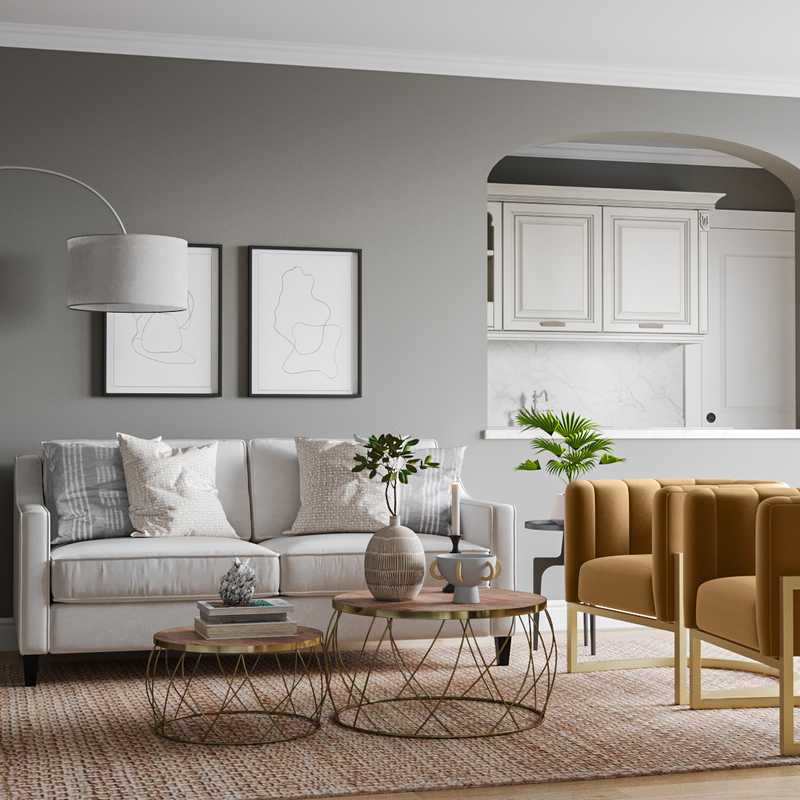 Bohemian, Midcentury Modern Living Room Design by Havenly Interior Designer Haley