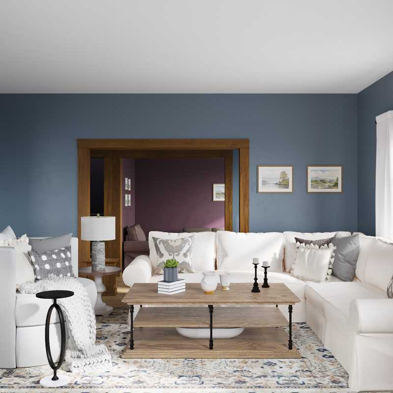 Coastal, Farmhouse Living Room Design by Havenly Interior Designer Erin