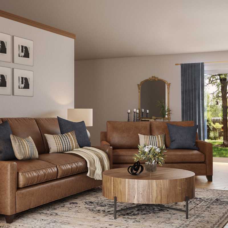 Bohemian, Farmhouse, Rustic Living Room Design by Havenly Interior Designer Briana