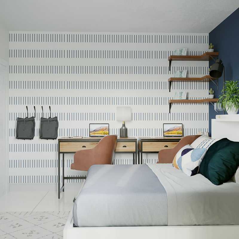 Industrial, Transitional, Midcentury Modern Office Design by Havenly Interior Designer Megan