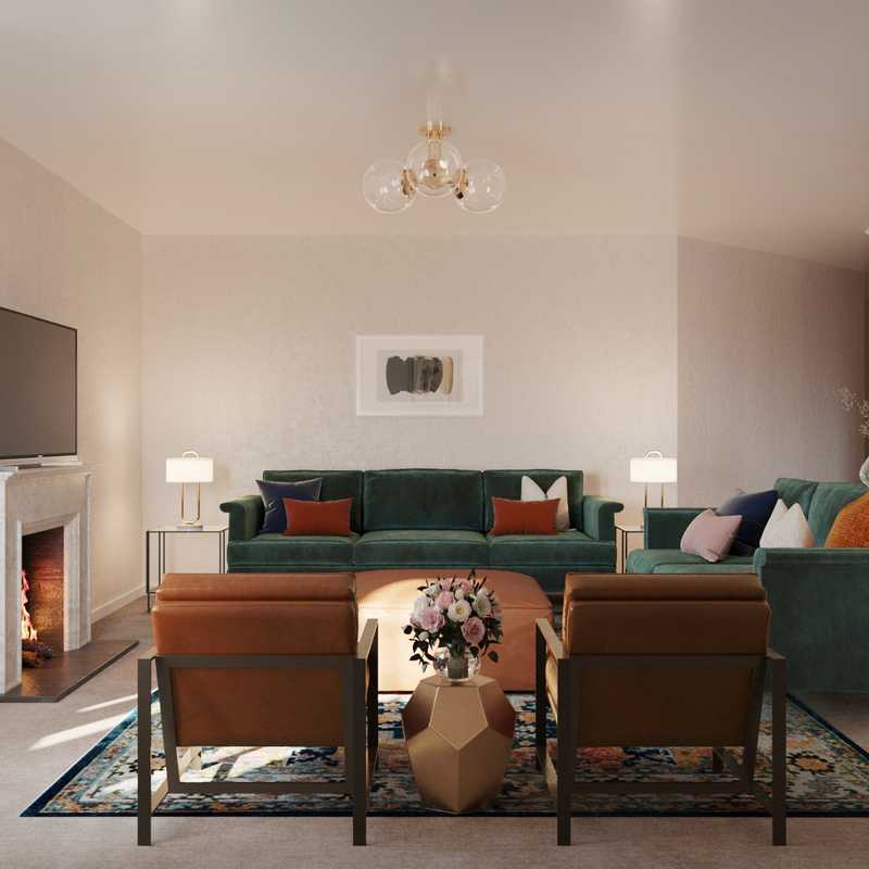 Glam, Farmhouse Living Room Design by Havenly Interior Designer Toussaint