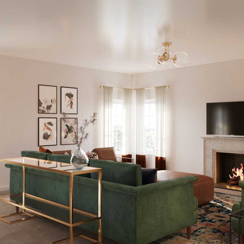 Glam, Farmhouse Living Room Design by Havenly Interior Designer Toussaint