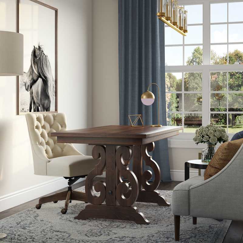 Contemporary, Farmhouse, Transitional Office Design by Havenly Interior Designer Beatriz
