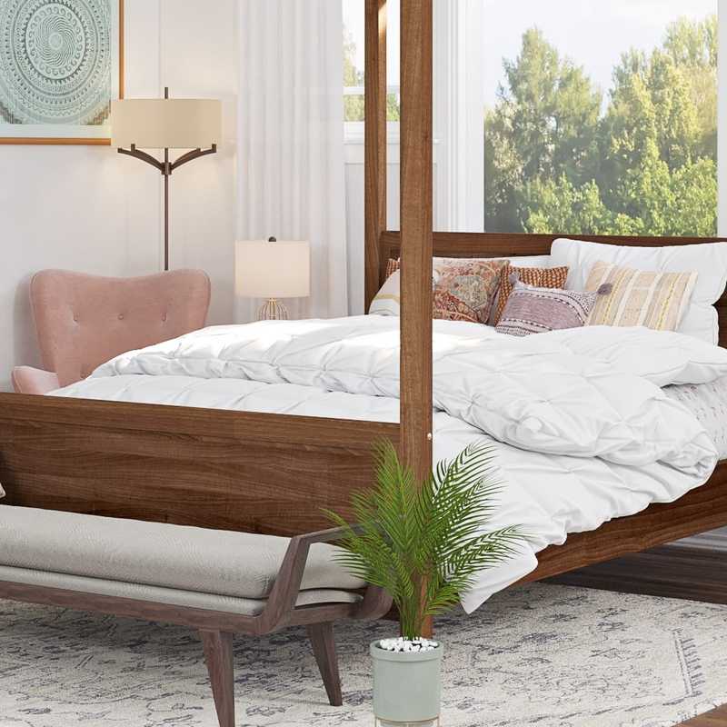 Bohemian, Midcentury Modern Bedroom Design by Havenly Interior Designer Amanda