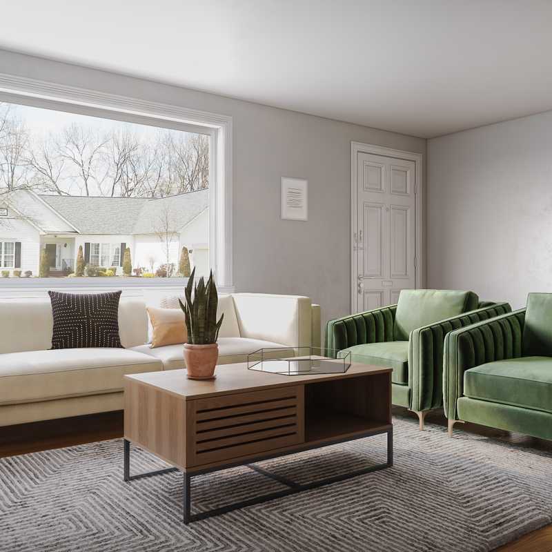 Bohemian, Farmhouse Living Room Design by Havenly Interior Designer Kaylee