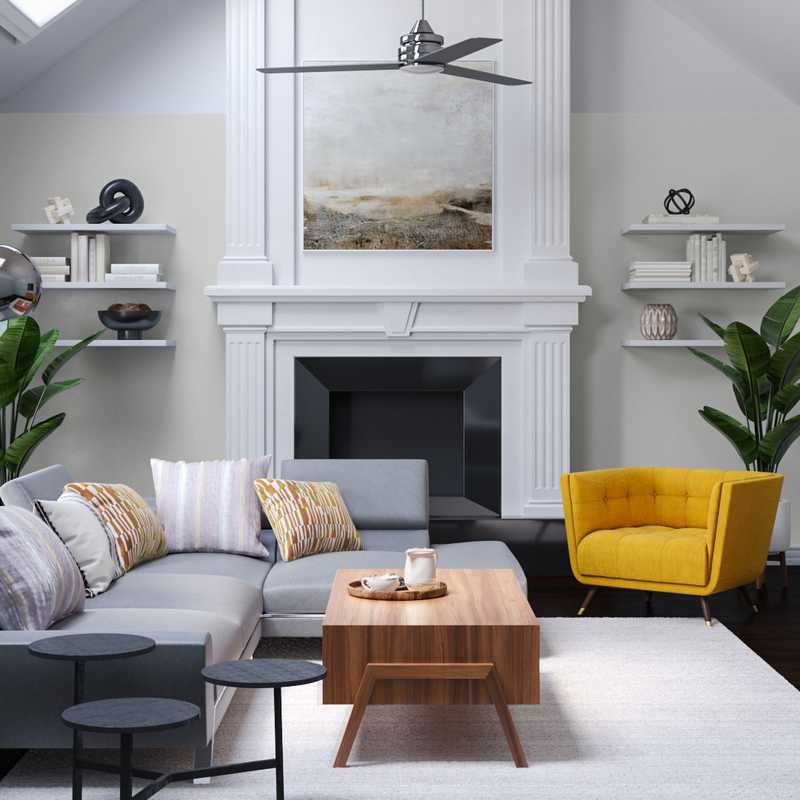 Modern, Midcentury Modern Living Room Design by Havenly Interior Designer Stephanie